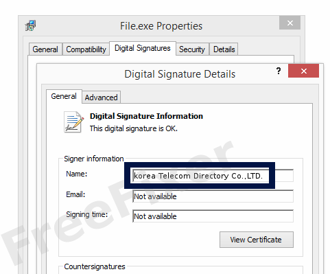 Screenshot of the korea Telecom Directory Co.,LTD. certificate